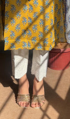 Pleated Embroidered Cigarette Pants (WHITE)