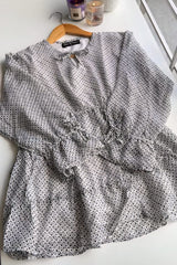 Printed Peplum Blouse - (BW)