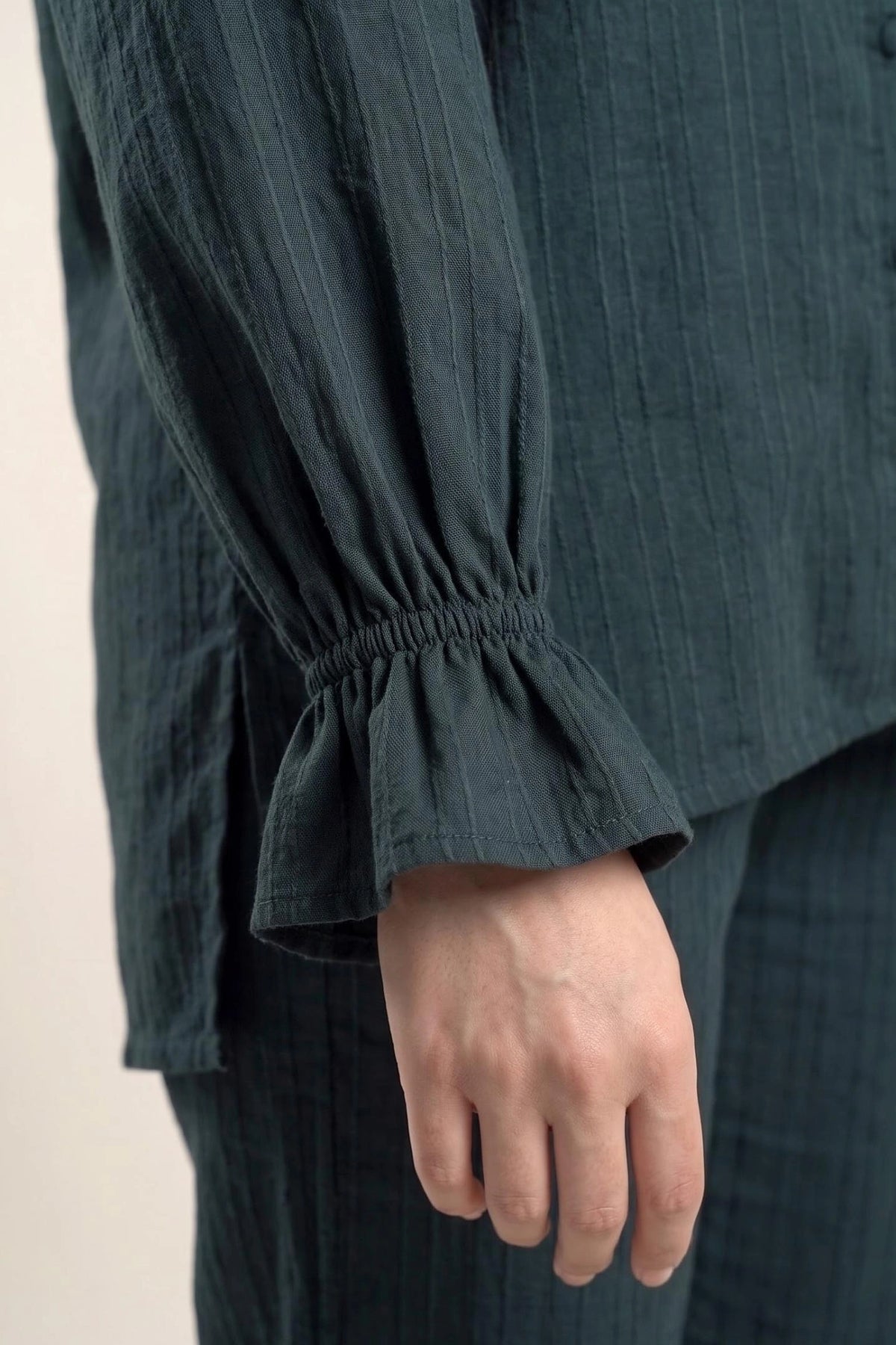 Textured Cotton Co Ord Set for Women in Dark Teal