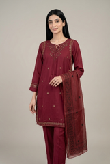 3 Pc Embroidered Suit - 8046 - (Lawn Cotton With Monarch Dupatta)