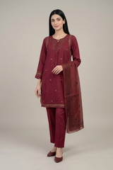 3 Pc Embroidered Suit - 8046 - (Lawn Cotton With Monarch Dupatta)