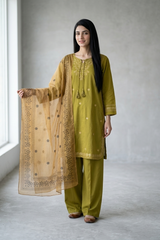 3 Pc Embroidered Suit - 8049 - (Lawn Cotton With Monarch Dupatta)