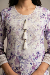 3 Pc Printed Embroidered Suit - 8057 - (Lawn Cotton With Monarch Dupatta)