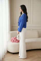 FRONT BOW BLOUSE - ROYAL BLUE