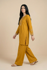 2 Pc Solid Embroidered Set - 7011