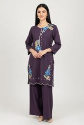 2 Pc Bloom Embroidered Set - 7002