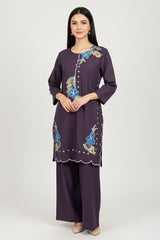 2 Pc Bloom Embroidered Set - 7002