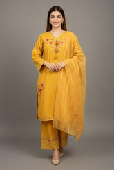 3 Pc Embroidered Suit - 8008 - (Cotton Lawn / Chiffon Silk Dupatta)