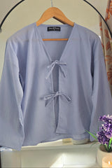 FRONT BOW BLOUSE - BLUE