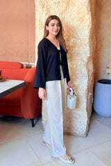 FRONT BOW BLOUSE - BLACK