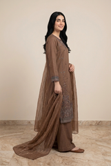 3 Pc Embroidered Suit - 8031 - (Cotton Silk With Monarch Dupatta)