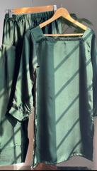FARSHI SHALWAR SET ( BOTTLE GREEN)