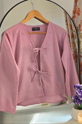FRONT BOW BLOUSE - PINK