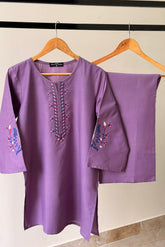2 Pc Embroidered Solid Set - 3001