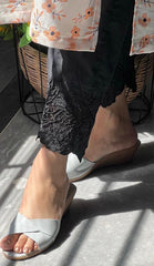 Cut Work Embroidered Cigarette Pants (BLACK)