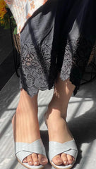 Cut Work Embroidered Cigarette Pants (BLACK)