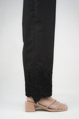Cut Work Embroidered Cigarette Pants (BLACK)