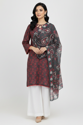 Lawn Shirt With Monarch Dupatta - SAMEEN