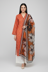 Lawn Shirt With Monarch Dupatta - HELENIUM