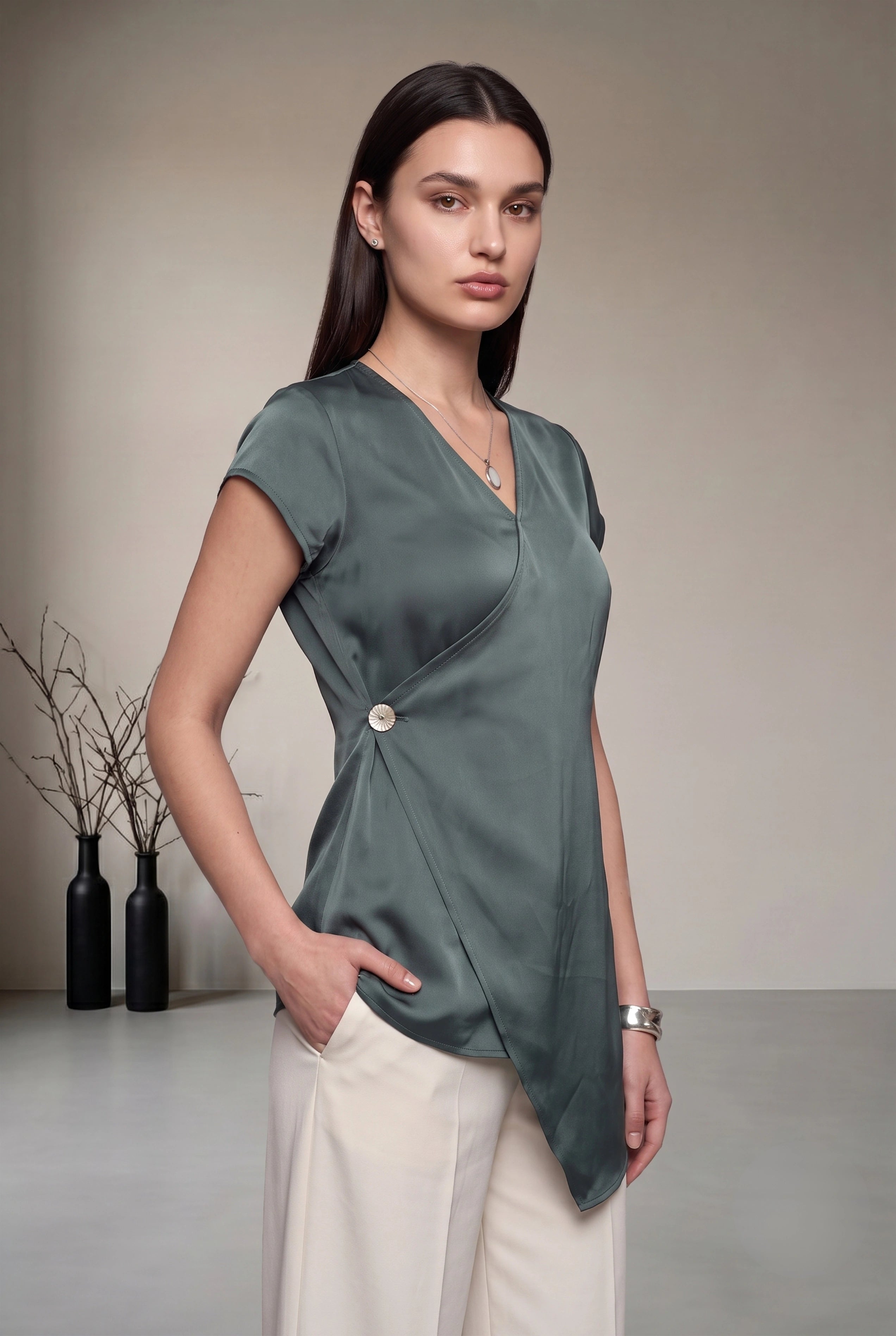 Wrap Around Top - Slate Grey