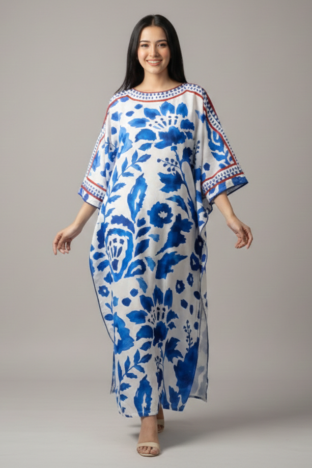 2 Pc Silk Kaftan Set - 2004