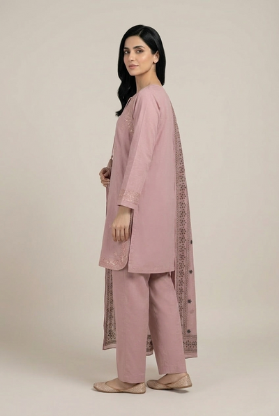 3 Pc Embroidered Suit - 8048 - (Lawn Cotton With Monarch Dupatta)