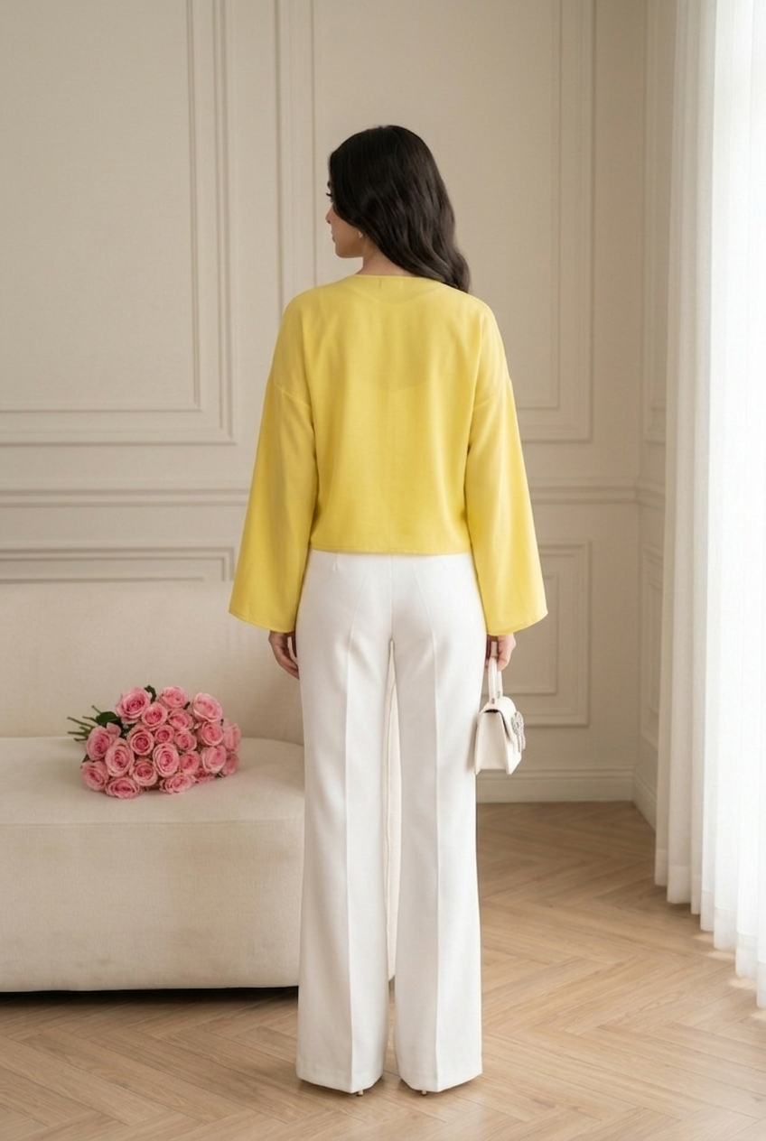 FRONT BOW BLOUSE - BUTTER YELLOW