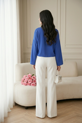 FRONT BOW BLOUSE - ROYAL BLUE