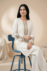 2 Pc Solid Embroidered Set - 7009
