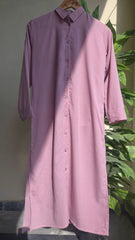 2PC SOLID BUTTON-DOWN SET (PINK)
