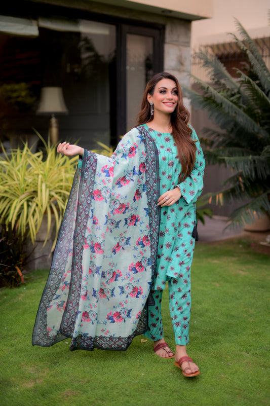 3 Pc Printed Lawn Suit - SOFIYA