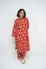 2 Pc Co Ord Set Khaddar - APPLE RED