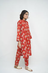 2 Pc Co Ord Set Khaddar - APPLE RED