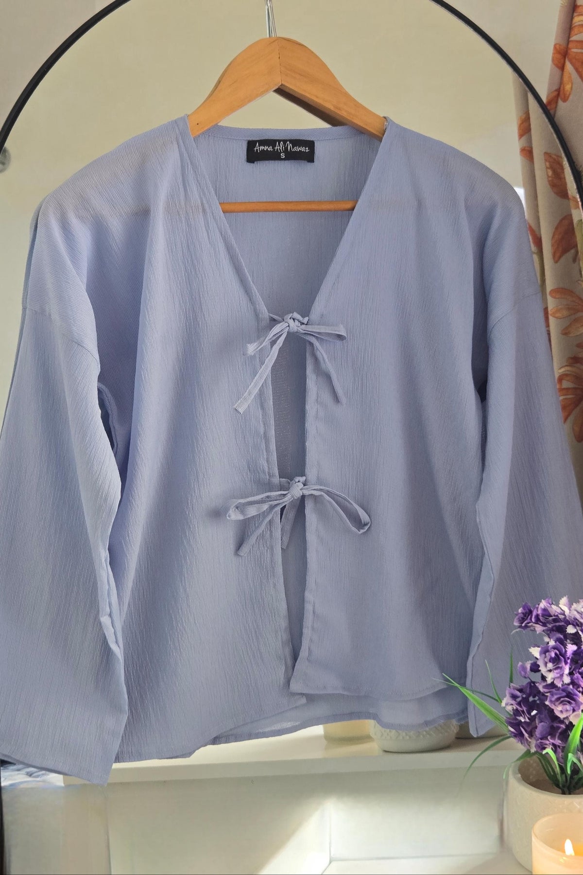 FRONT BOW BLOUSE - BLUE