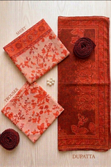 3 Piece Unstitched Lawn Suit with Chiffon Dupatta - US-8882