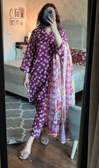 3 Pc Printed Lawn Suit - OUMAIMA