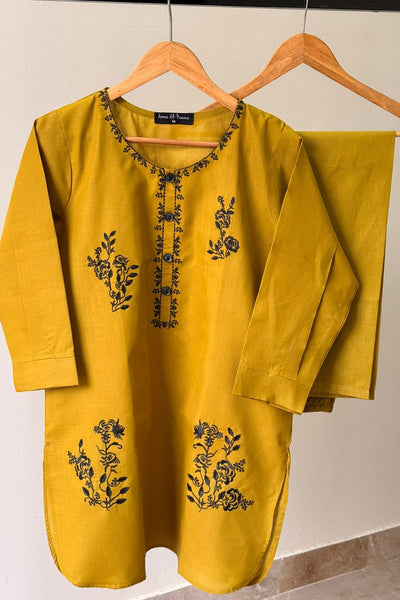 2 Pc Embroidered Solid Set - 4001