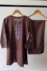 2 Pc Embroidered Solid Set - 3003