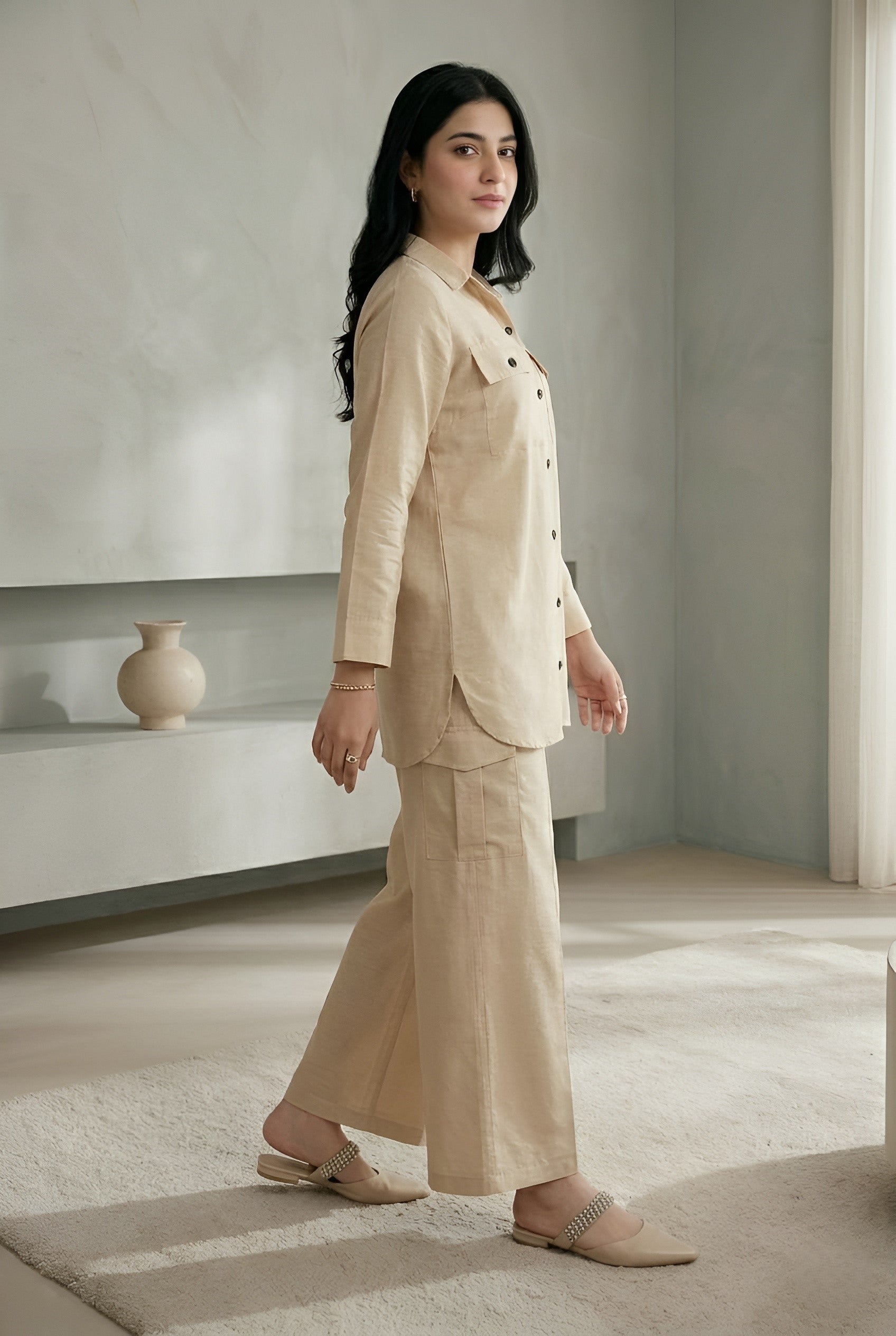 SOLID CO-ORD SET (BEIGE)