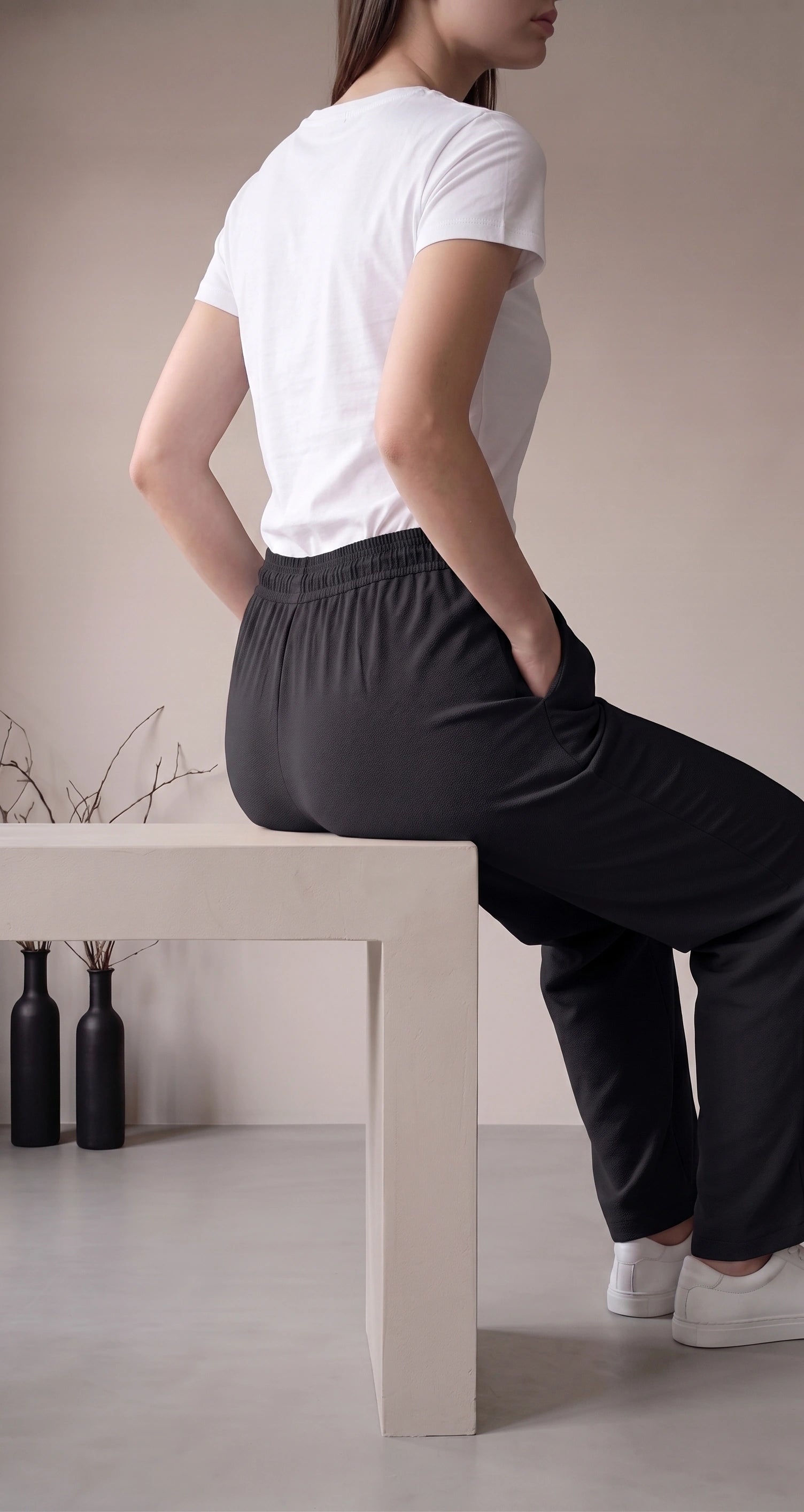 FRONT SEAM TROUSER - BLACK