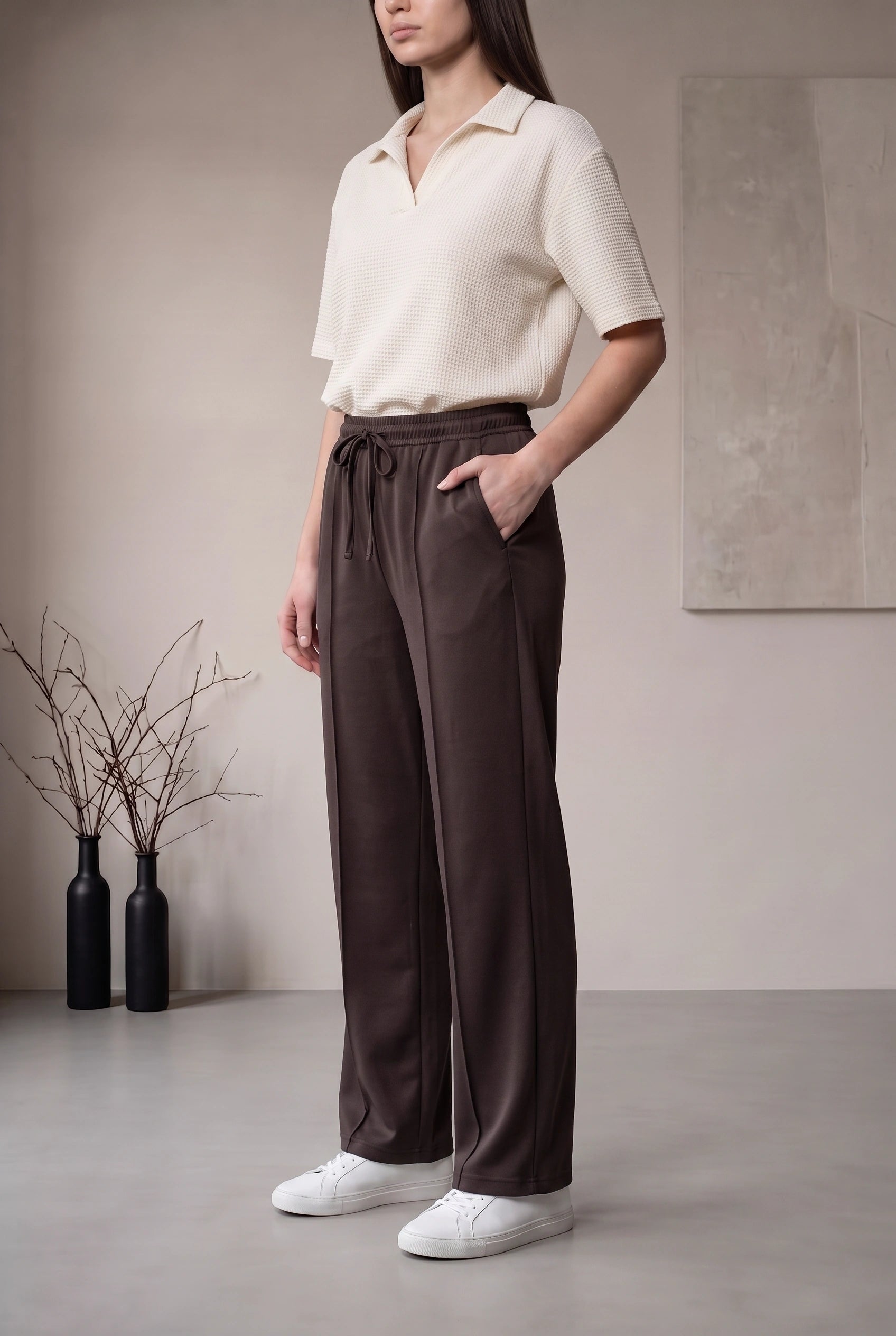 FRONT SEAM TROUSER - DARK BROWN