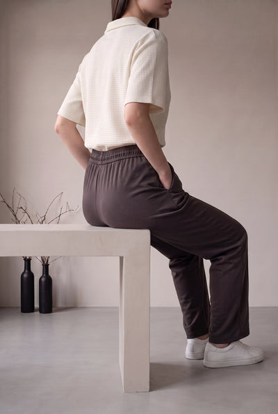 FRONT SEAM TROUSER - DARK BROWN