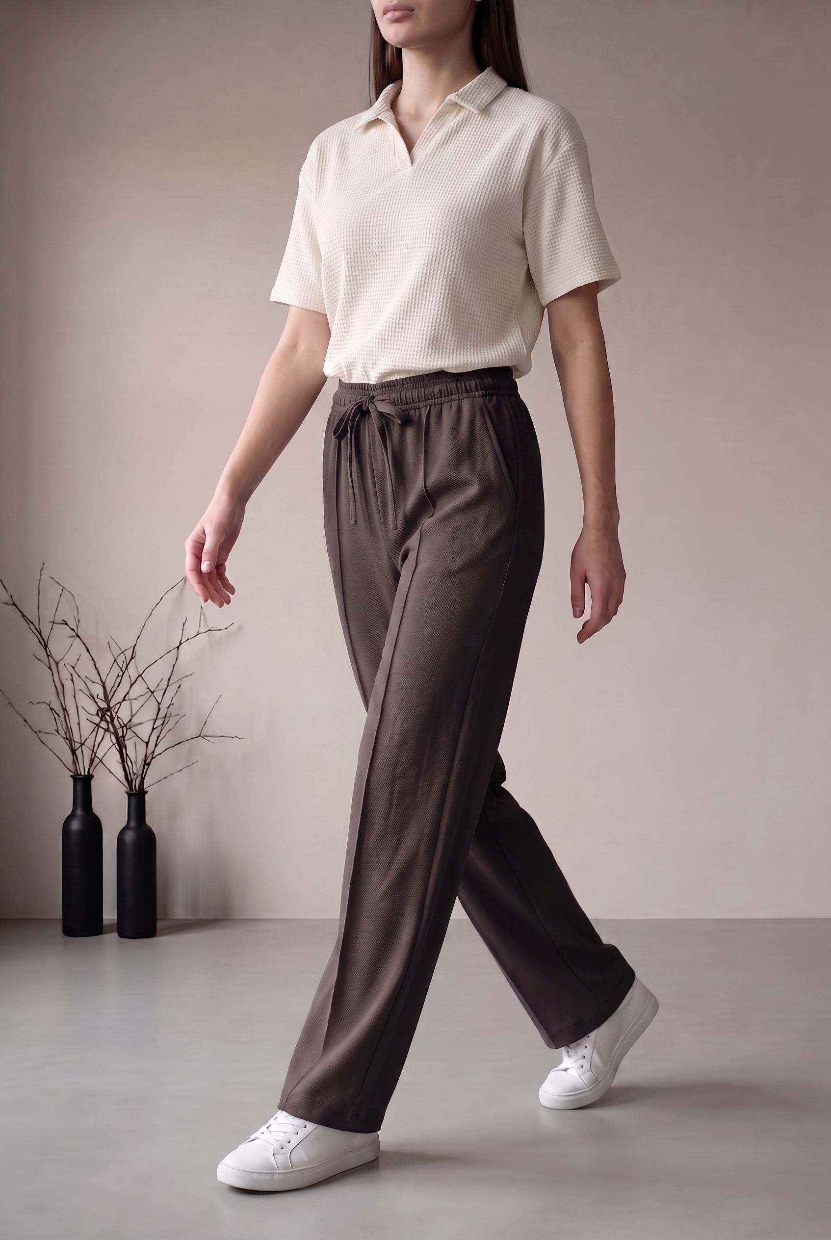 FRONT SEAM TROUSER - DARK BROWN