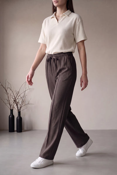 FRONT SEAM TROUSER - DARK BROWN