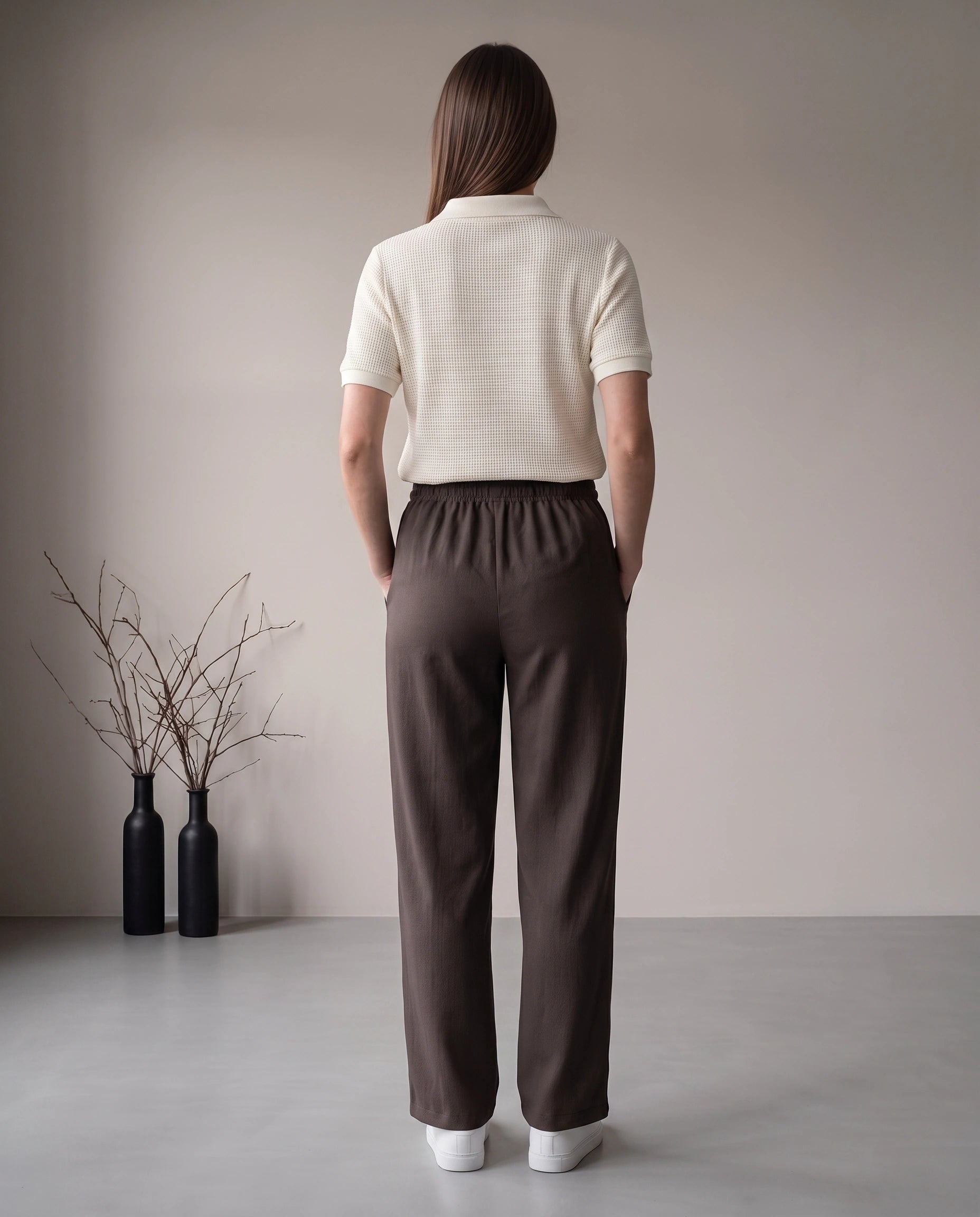 FRONT SEAM TROUSER - DARK BROWN