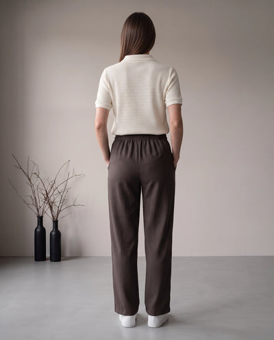 FRONT SEAM TROUSER - DARK BROWN