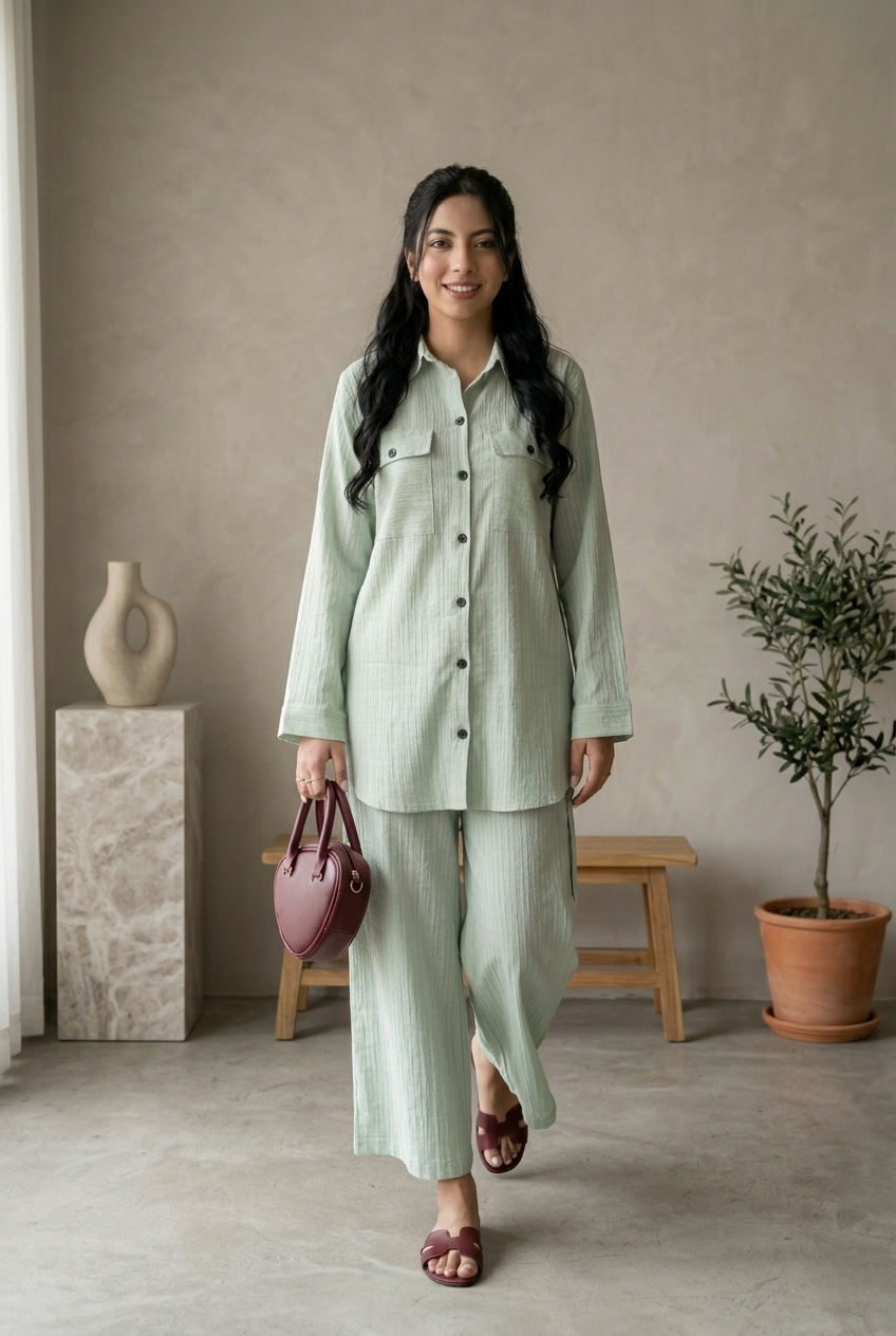 SOLID CO-ORD SET (GREEN)