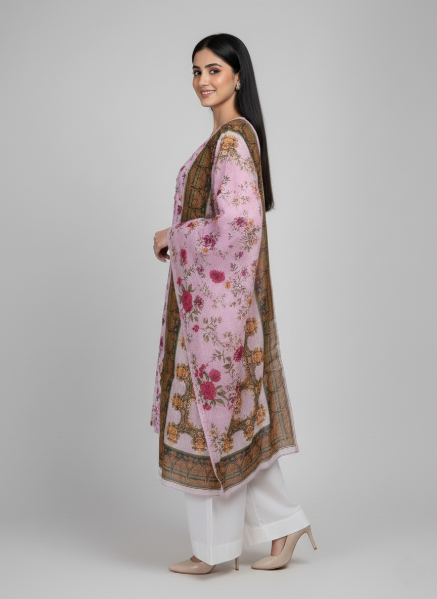 Lawn Shirt With Monarch Dupatta - GULNAAZ