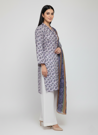 Lawn Shirt With Monarch Dupatta - JULIA