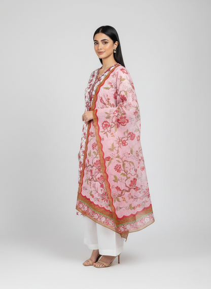 Lawn Shirt With Monarch Dupatta - MANAWAT
